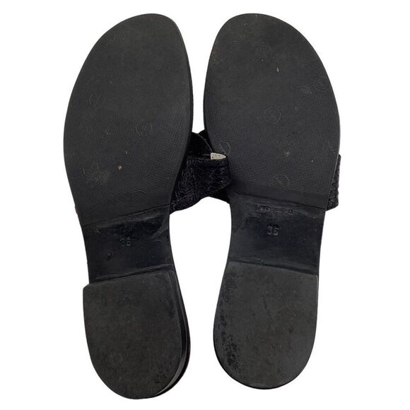 Fratelli Rossetti Thong Sandals EU 35 US 5 Black Leather Flat Flip Flops Italian - Picture 6 of 8